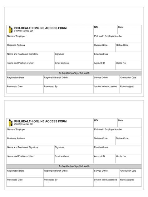 PHILHEALTH ONLINE ACCESS FORM NO..